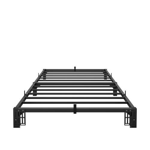 Low Profile Metal Platform Bed Frame - Twin Size, 6 Inch High, Heavy Duty Steel Slats, No Box Spring Needed, Noise-Free, Easy Assembly, Underbed Storage, 800 lbs Capacity, Black