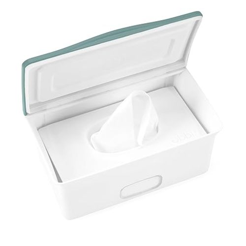 Ubbi Baby Wipes Dispenser, Baby Wipes Case, Baby Wipes Holder With Weighted Plate, Keeps Wipes Fresh And Non-Slip Rubber Feet, Gray
