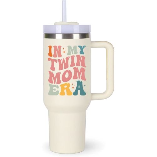 momocici Twin Mom Cup Tumblers Gifts.40oz In My Twin Mom Era Tumbler with Handle.40oz Birthday Christmas Mothers Day Gifts for Twinmom.