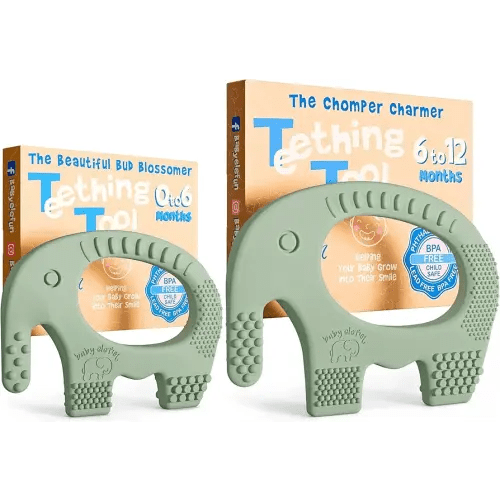 Elefun Baby Teether Pack - Gift a Full Year of Blissful Baby Relief - Infant Teethers 0 to 6 to 12 Month Set - Safe Silicone Soothing Rings Developmental Infant Chew Toys 2 Set