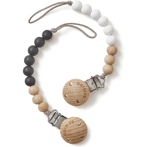 SAMiGO Silicone Pacifier Clips Holders Paci Binky Clips for Baby Boys and Girls - 2 Pack