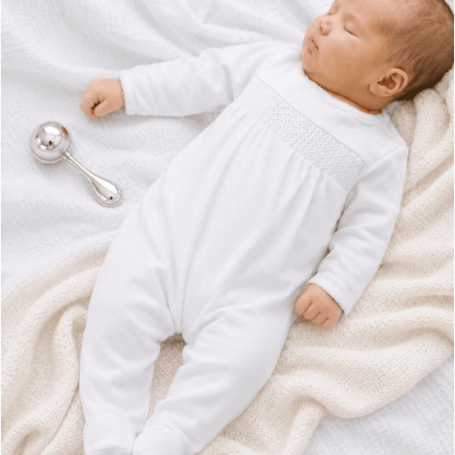 Unisex Baby White Hand Smocked Footie - Peruvian Pima Cotton – Magnolia Baby