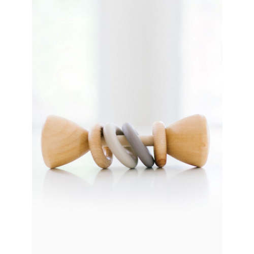 Silicone + Wood Rattle | Taupe
