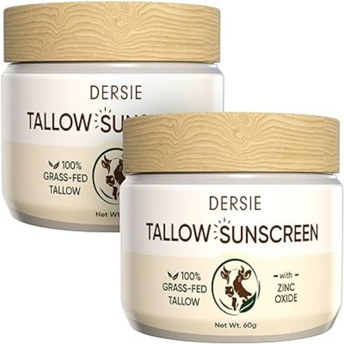 (Pack of 2) Organic Beef Tallow Sunscreen SPF 30: Instant Sun Protection with 100% Grass Fed Tallow and Zinc Oxide - Deep Hydration & Non-Greasy Formula for Adults and Kids (2.12 oz Each)