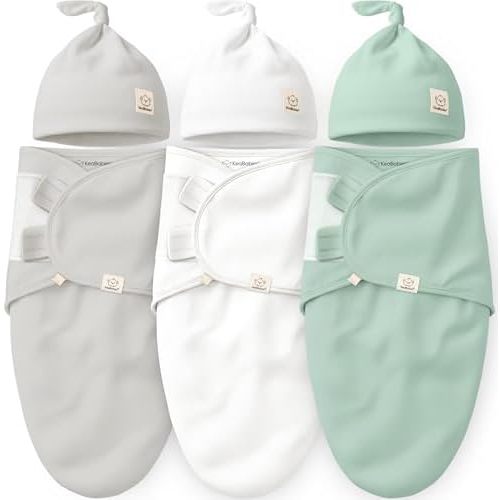3pk Organic Swaddles for Newborns Girls, Boys & Hats (Sage, 0-3M)