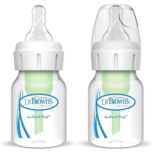 Dr. Brown’s Natural Flow® Anti-Colic Narrow Baby Bottle, 2oz/60mL with Preemie Flow™ Nipple, 2 Pack