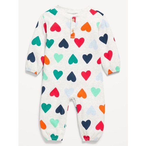 Long-Sleeve Waffle-Knit Henley One-Piece for Baby