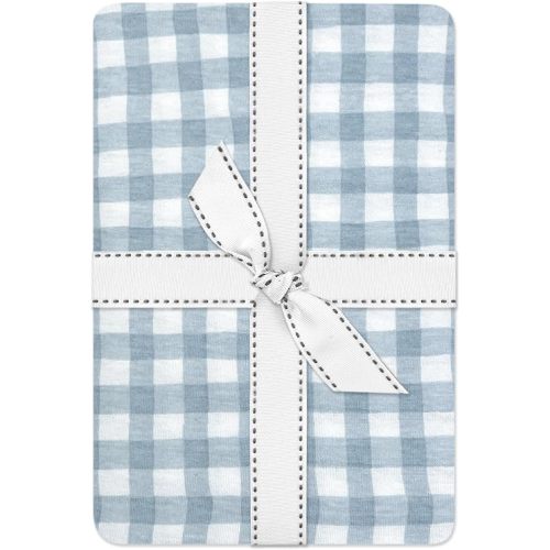 Frankie Fitted Crib Sheet 100% Organic Cotton for Baby & Toddler Mattress, Breathable for Boys & Girls, Blue Check, One Size
