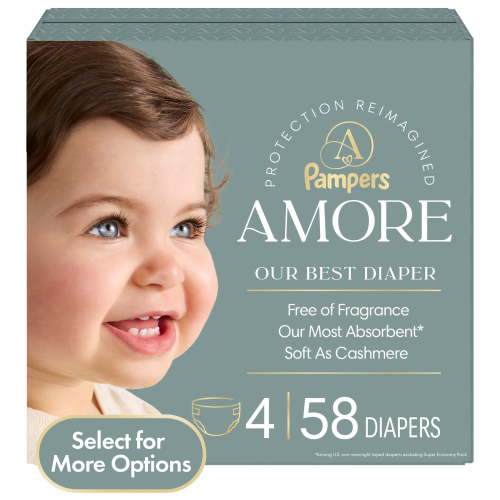 Pampers Amore Baby Diapers Size 4, 58 Count (Select for More Options)