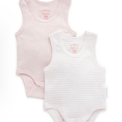 Pink 2 Pack Rib Bodysuit - Purebaby