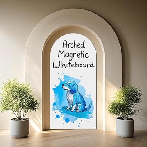 Magnetic Whiteboard Wall Arch Decal 39.3"x17.5" Adhesive Magnetic Dry Erase White Board Sticker with 36 Magnet Letter Removable Contact Paper Peel and Stick Whiteboard Wallpaper Roll
