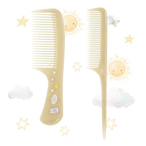 2Pcs Toddler Comb Green Plastic Mini Set | Fine Tooth Baby Comb and Rat Tail Styling Combs for Girls, Anti-Static Hair Parting Combs for Wet Dry Hair