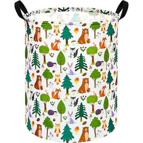 Kids Animal Laundry Basket Nursery Hamper Storage Bins Gift Basket Clothes Organizer Toy Box Large Canvas Collapsible Chest for Home/Dorm/Kitchen/Pet/Office/Closet/Shelf/Room Decor