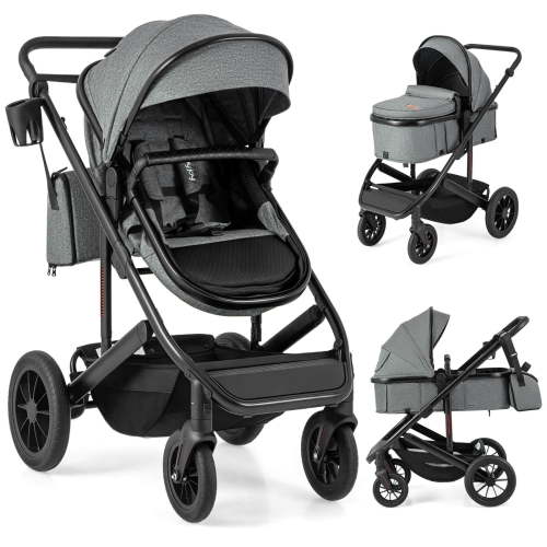 Infans 3-in-1 Newborn Stroller Folding Convertible High Landscape Toddler Stroller