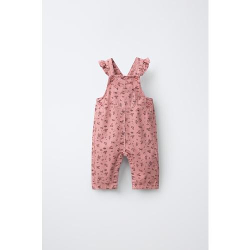 FLORAL TWILL OVERALLS - Pink | ZARA United States