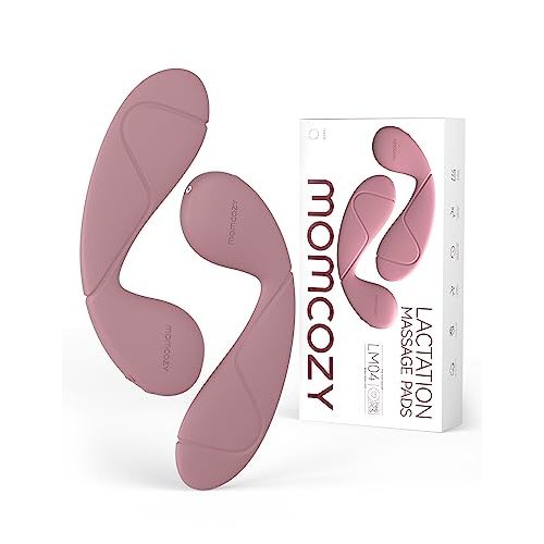 Momcozy Hands-Free Lactation Massager, Enhanced Heat & Vibration Area for Improved Milk Flow, Soft Warming Breast Massager for Effortless Breastfeeding and Pumping, 2-Pack