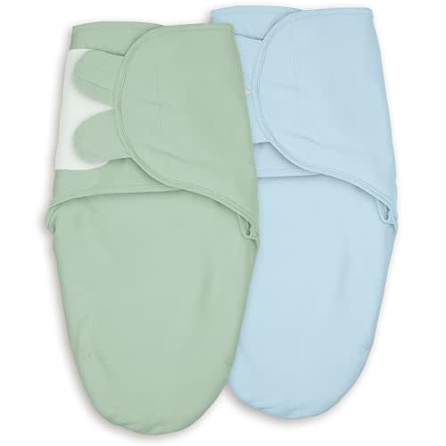 Cotton Swaddles for Newborn, Baby Newborn Swaddle 0-3 Month | 2-Pack Soft Adjustable Newborn Swaddle Sleep Sack, Baby Girls & Boys,Wrap Nursery Infant Swaddling Blankets Green & Blue
