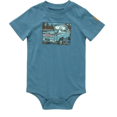 Infant Boys Dog & Truck Short Sleeve Bodysuit