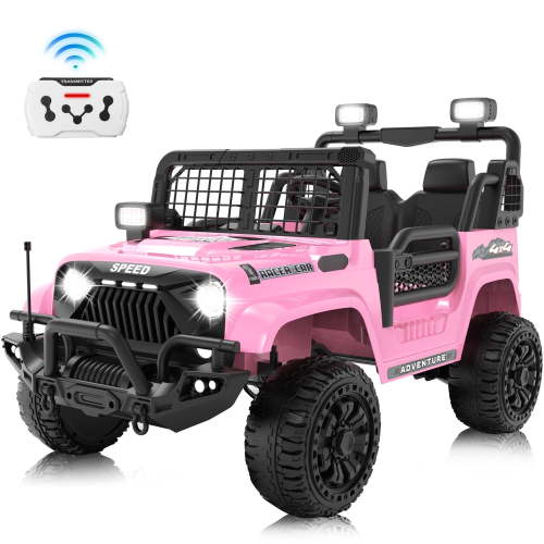 FUNRIDE 24V 2 Seater Ride On Toys with Remote Control, Kids Ride on Truck Car 400W Moter Power 4-Wheeler Suspension, 3 Speeds, Bluetooth Music, Pink