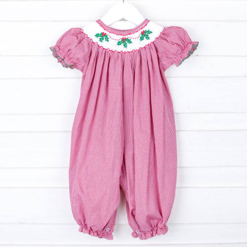 Mistletoe Magic Smocked Long Bubble