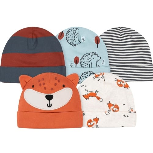 5-Pack Baby Boys Fox & Hedgehog Caps – Gerber Childrenswear