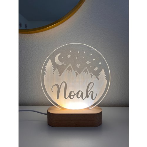 Mountains Custom Name Light | Personalized Bedroom LED Cloud Decor Sign | Light up Sign | Daughter/Son gift Sign /Boy Gift/ Girl Gift