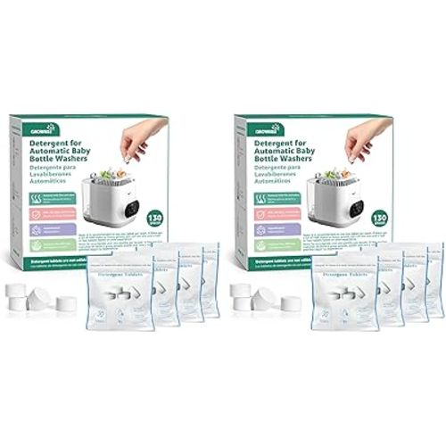 GROWNSY Official Detergent Washing Tablets - 130 PCS, Compatible with Momcozy Baby Bottle Washers (Pack of 2)