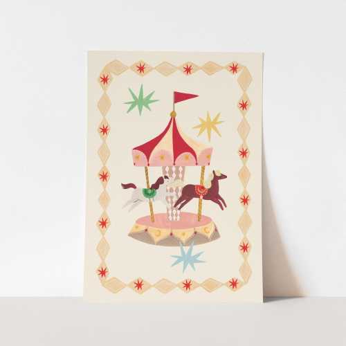 Magic Carousel print, children's circus theme decor, nursery decor, perfect birthday gift or wall decor