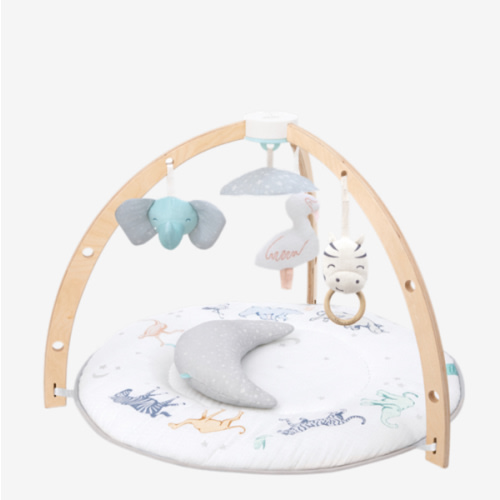 aden + anais Play and Discover Baby Activity Gym – 30+ Developmental Benefits - 3 Attachable Toys + Plush Tummy Time Pillow – 100% Cotton Muslin – Machine Washable