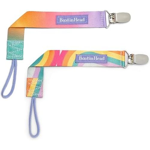 BooginHead by Infantino PaciGrip 2-Pack Pacifier Clips – Universal Fit, Gentle on Clothes, Keeps Pacifiers Clean & Close, Ages 0-36 Months, Pink Ombre