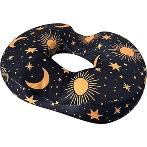 Donut Center Hole Hemorrhoid Pillow Memory Foam Hemorrhoids Seat Cushion for Tailbone or Coccyx Pain Relief Home Office Desk Chair Car Seat Cushions for Women Postpartum Pregnancy (Golden)
