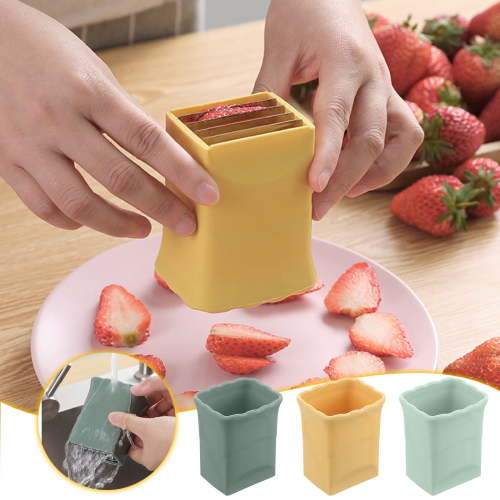 Stainless Steel Fruit Cutter for Strawberries and Bananas with Easy Press Design Non-Stick Blades for Quick Snacks and Smoothies Perfect Kitchen Gadget for Fruit Platters and Healthy Family Topliu