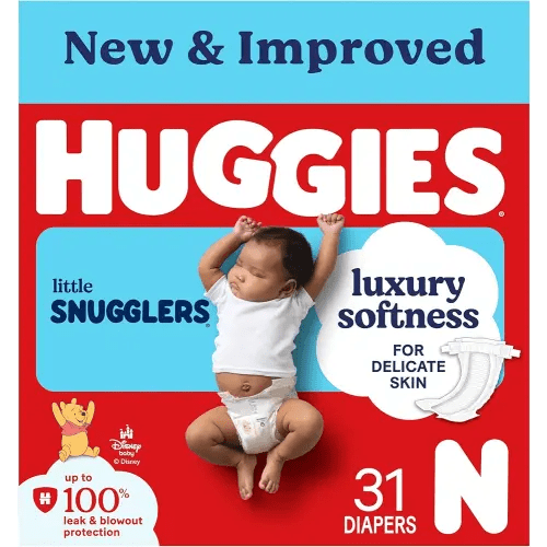 Huggies Size Newborn Diapers, Little Snugglers Baby Diapers, Size Newborn (up to 10 lbs), 31 Count, Packaging May Vary
