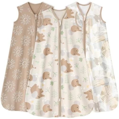 Yoofoss Baby Sleep Sack 6-12 Months 0.5 Tog Wearable Blanket for Baby, 3 Pack 100% Organic Cotton Infant Toddler Sleeping Sack 2-Way Zipper Lightweight Sleep Sack