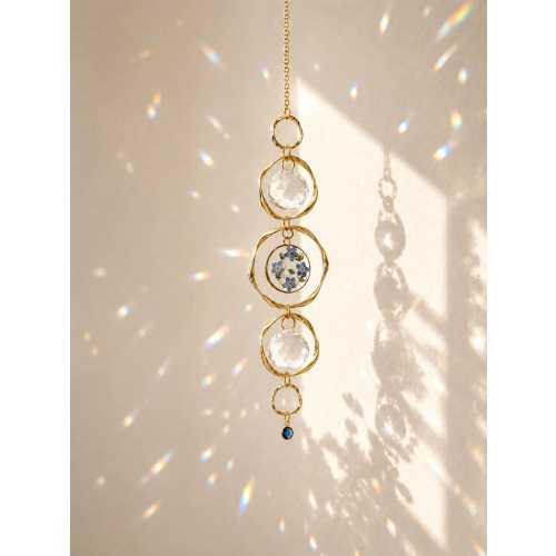 Personalized Birthstone Suncatcher, Forget Me Not Flower Suncatcher, Crystal Rainbow Maker, Memorial Window Hanging, Custom Gift for Mom