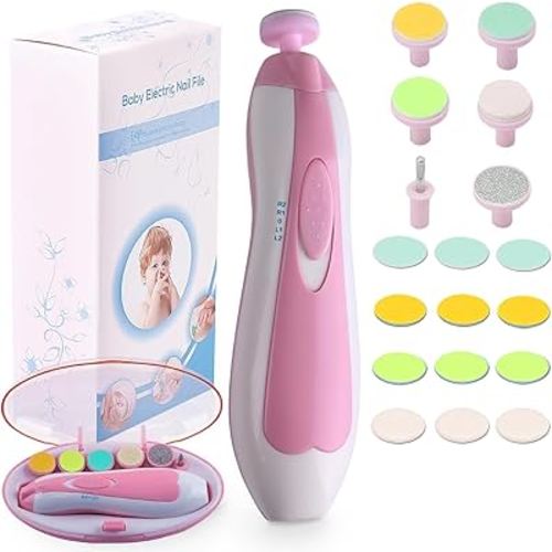 Baby Nail Trimmer Electric Nail File Baby Nail Clippers, 20 in 1 Safe Nail Filer Grinder Kit for Newborn Infant Toddler Kids or Adults Toes Fingernails Care Trim Polish, Led Light and Grinding Heads