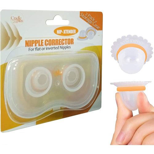 Nip-Xtender by Cradle Plus | Nipple Puller or Extender for Flat,Shy or Inverted Nipples | Nipple Suckers - Pack of 2 with Case | Latch Assist Nipple Enhancer for Breast Feeding Nursing Mothers
