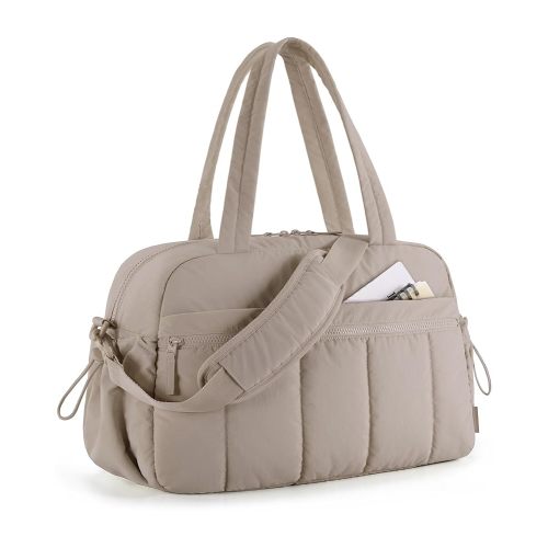 BAGSMART Gym Bag for Woman, 24L Carry on Travel Duffle Bag with Wet Pocket, Water Resistant Weekender Bags for Sports, Trips, Camel