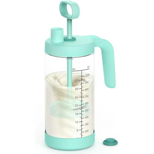 Glass Breast Milk Pitcher, 32oz Large Capacity Formula Mixer with Easy-Blend Handle Lid, Leakproof Breastmilk Storage Container, Baby Feeding Pitcher, Breast Feeding Essentials, BPA-Free