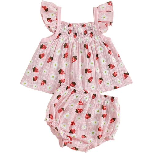 Mubineo Baby Girl Summer Clothes Cute Ruffle Tops Dress Shorts Outfits Set Infant Toddler Shrit Bloomers Princess Outfit