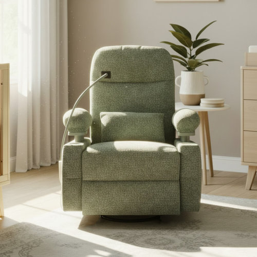 MAMAZING Electric Power Adjustable Armrests Swivel Rocking Chair Reclining Glider With Usb Charge And Phone Holder & Reviews | Wayfair