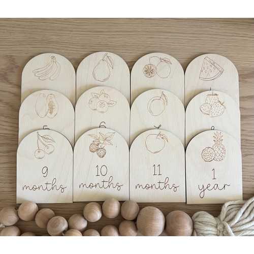 Monthly milestones fruit theme baby photo prop baby milestone cards strawberry monthly fruit baby shower gift monthly photos first year