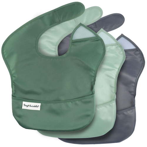 Tiny Twinkle Mess-Proof Easy Food Bibs Waterproof Multi-Pack Sets | Baby & Toddler