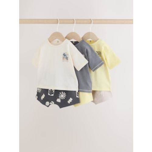 Buy Grey/Blue Wave Print Tops and Shorts Baby Set 6 Piece from Next USA