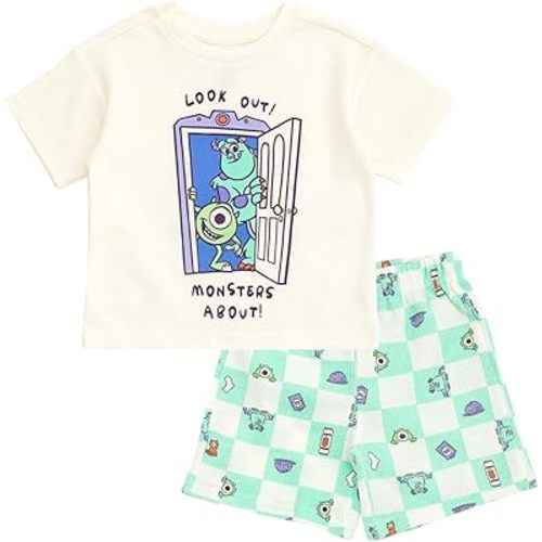 Monsters Ink Disney Waffle Knit T-Shirt and Shorts Outfit Set — Size 6-9
