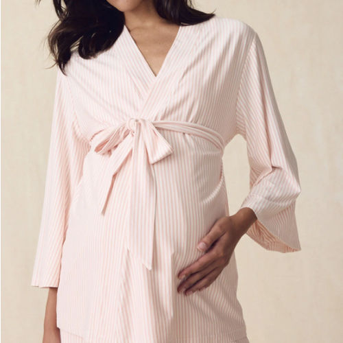 LAKE | Women | DreamModal® Pajamas | English Rose Pencil Stripe Maternity Kimono Bundle