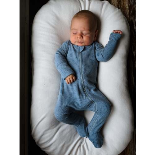 Blue Speckle / Ribbed 2-Way Zip Footie – SpearmintLOVE