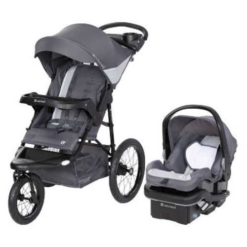 Baby Trend Expedition Zero Flat Jogger Travel System with LED Lights - Dash Gray: Metal, 41 lbs, 42.5" Height, Rubber Tires