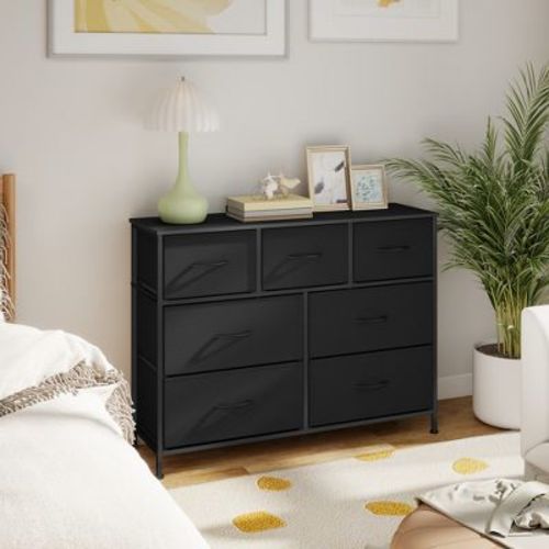 7-Drawer Fabric Dresser with Steel Frame, 88 lb Top Load Chest of Drawers, Multi-Use Storage Organizer for Bedroom Closet