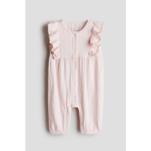 RUFFLE-TRIMMED MUSLIN ROMPER SUIT